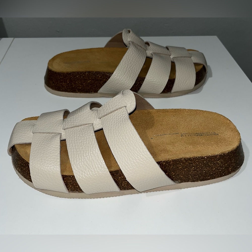 Anthropologie Intentionally Blank Raft Fisherman Sandals Cork Platform Cream, 41